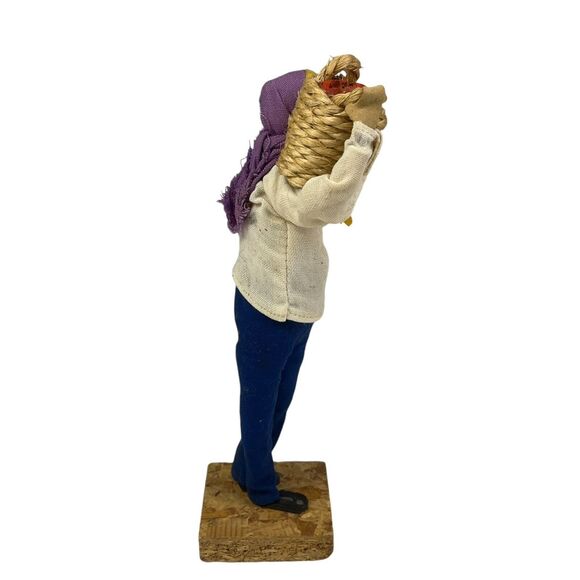 Sabra Israeli Doll Woman Folk Art Display Handmade Traditional 8" Wooden Basket - Picture 5 of 7